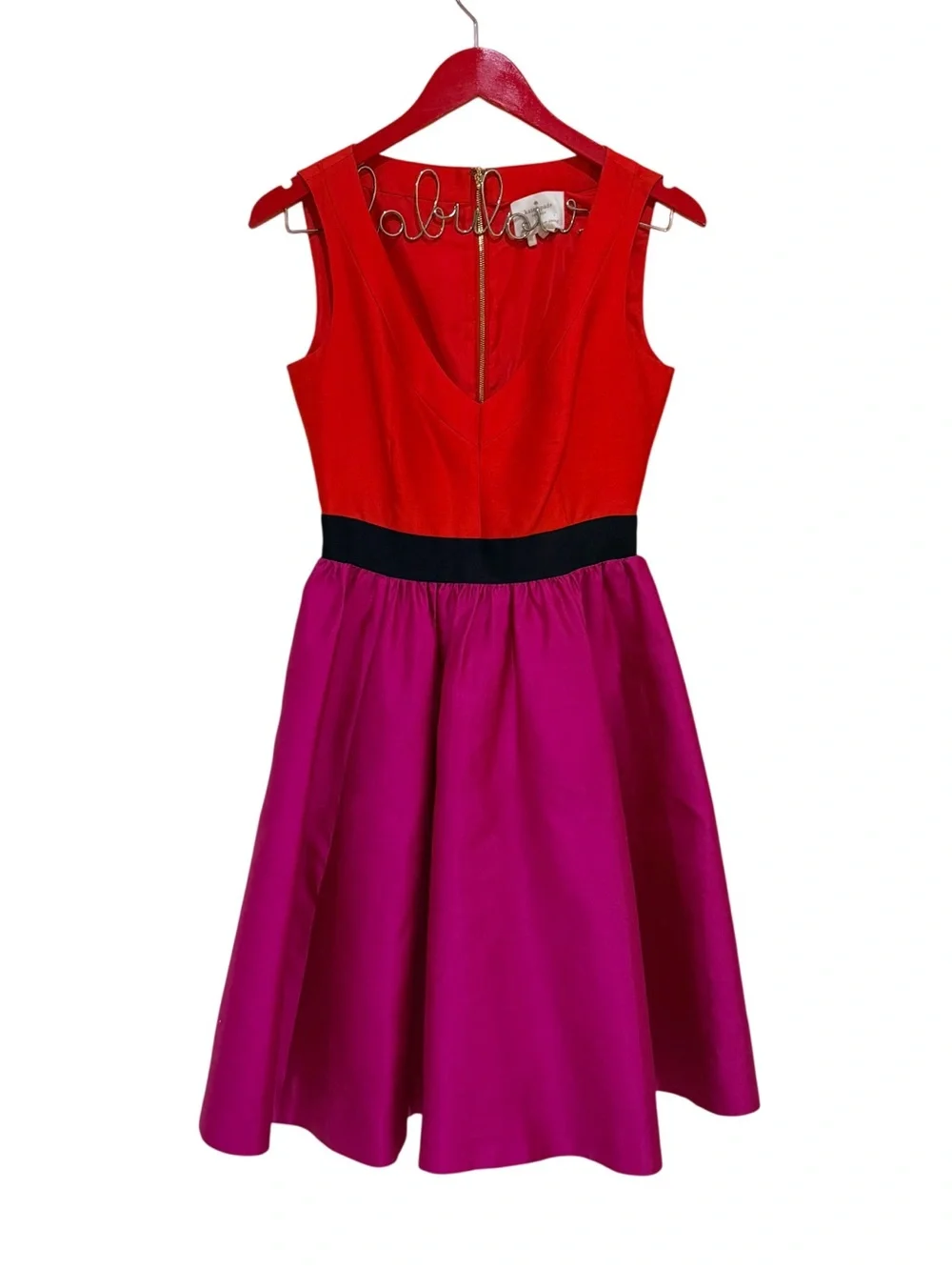 Kate Spade New York Red Pink Color Block Fit & Flare Dress Size 0